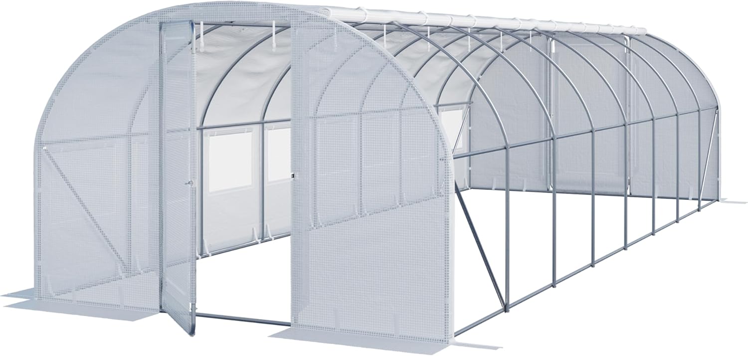 TOOLPORT Foliengewächshaus Gewächshaus 3x8m Premium mit schwenkbarer Türkonstruktion PE-Plane 180 g/m² weiß transparent