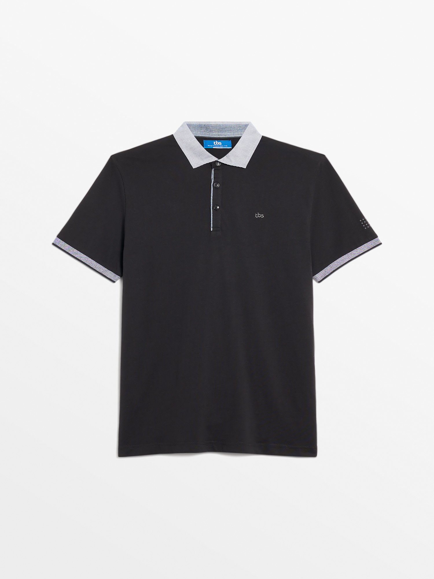 Polo Homme En Jersey de Coton Noir