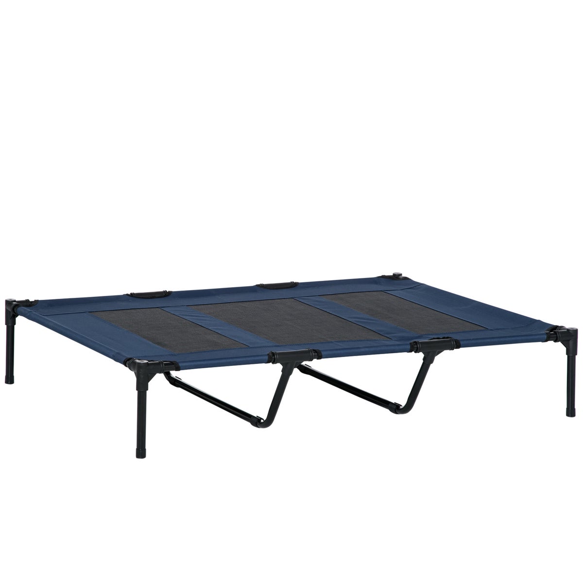 PawHut hondenbed, 122L x 92B x 23H cm, metaal, Oxford, Texteline stof, donkerblauw+zwart