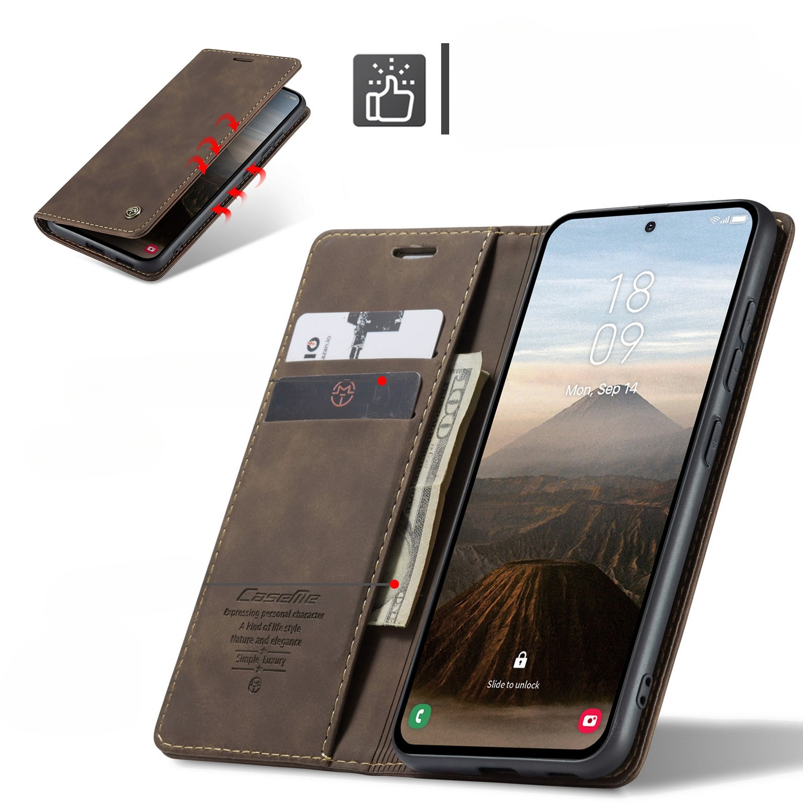 Samsung Galaxy S25 FE Leder Tasche Flip Wallet Etui mit Kartenfächern - Braun