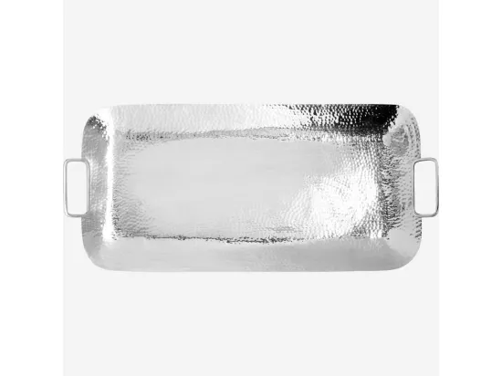 HABITAT - Plateau rectangulaire en inox - 60 x 28 cm - Argent - Hammered