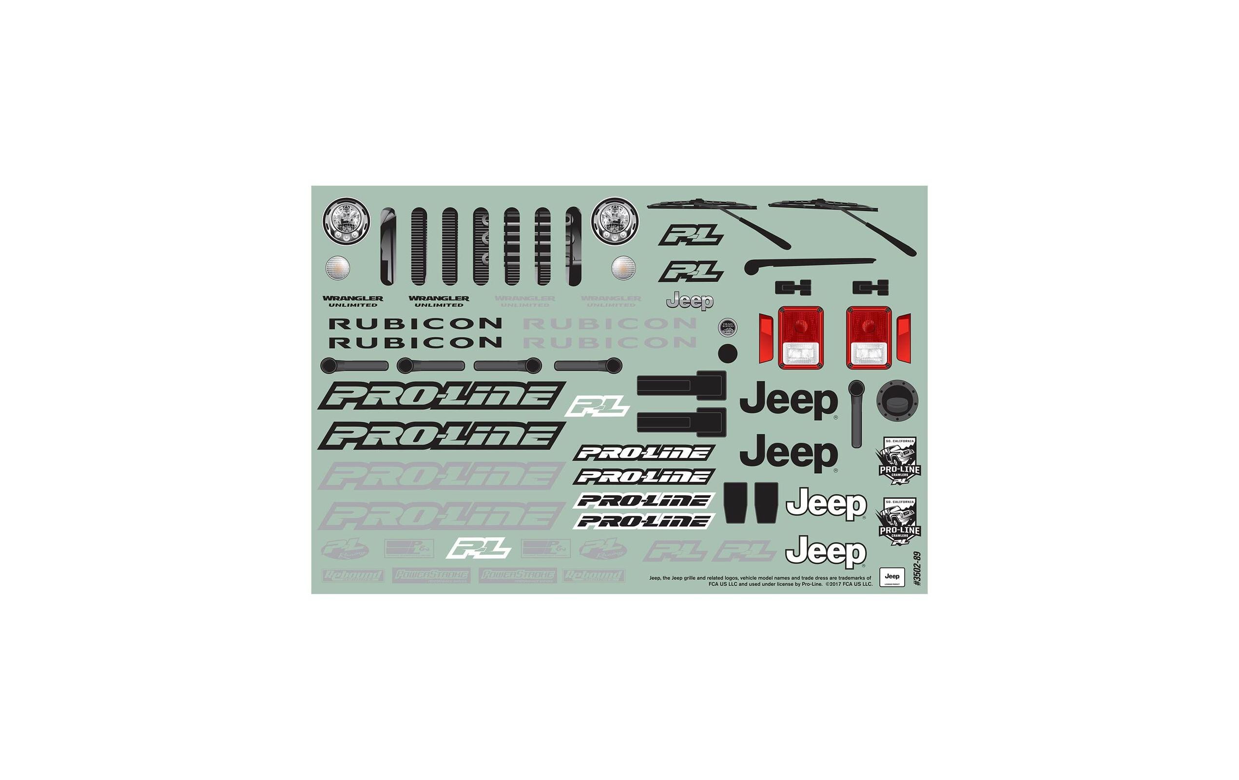Karosserie Jeep Wrangler Rubicon unlackiert, 1:10Karosserie für Crawler mit 325 mm Radstand, z.B. TRX-4