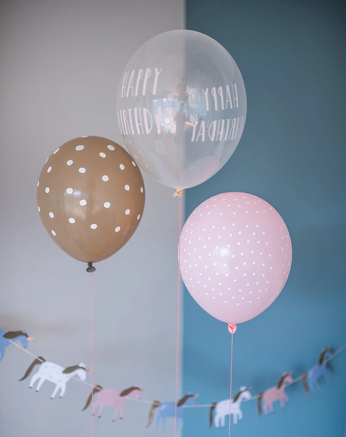 Luftballons HAPPY BIRTHDAY 12-teilig in rosa/braun