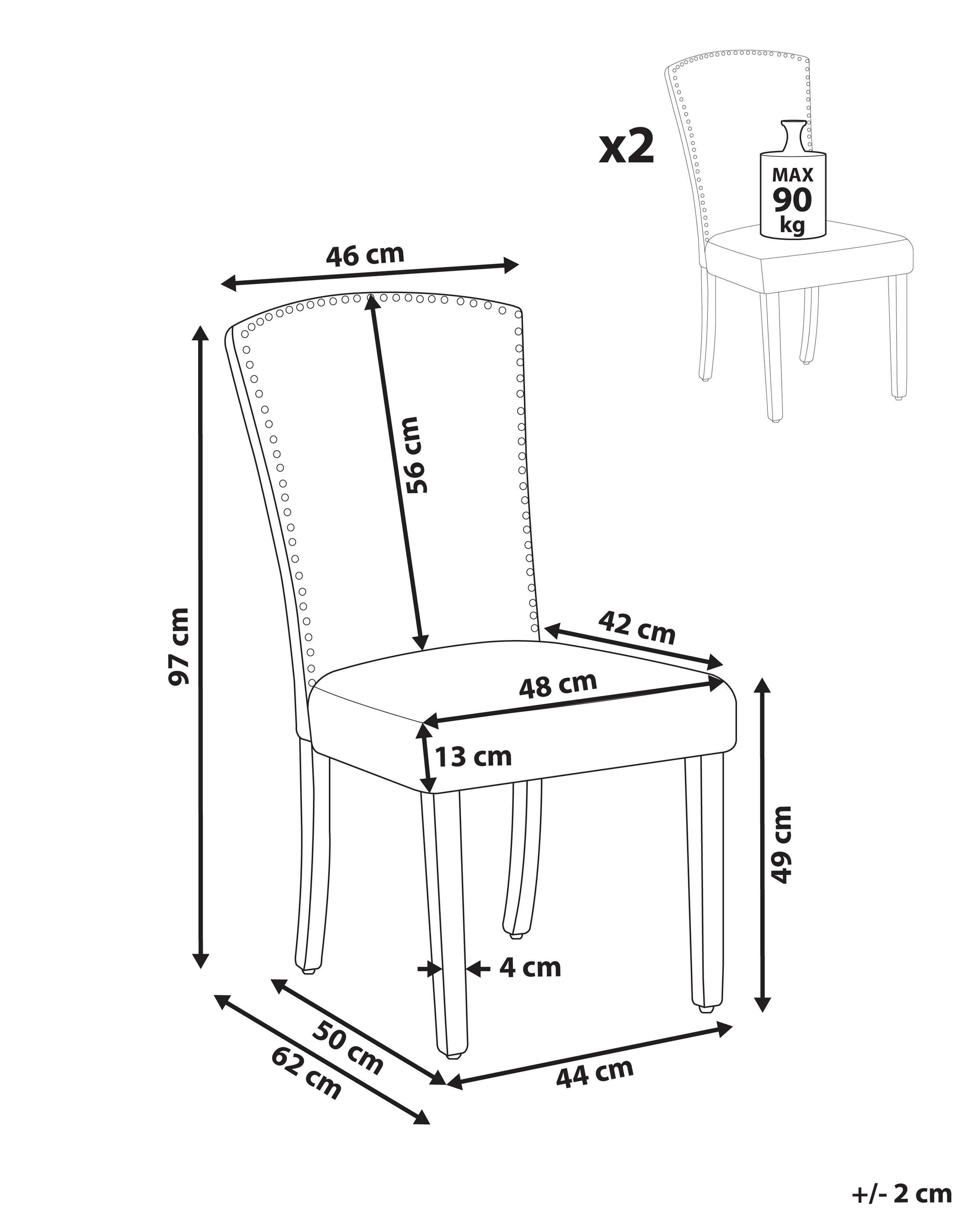 Set van 2 eetkamerstoelen PISECO Fluweel Grijs