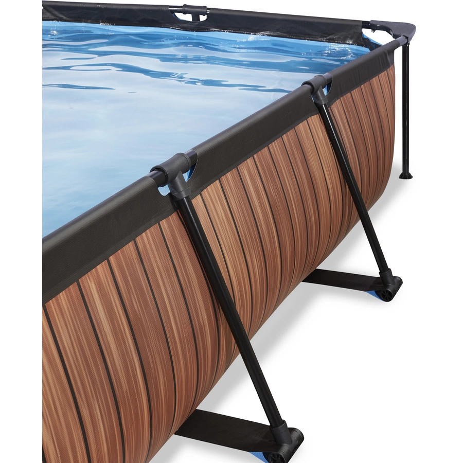 EXIT Frame Pool 220x150x60cm (12v Kartusche Filterpumpe) - Holz optik