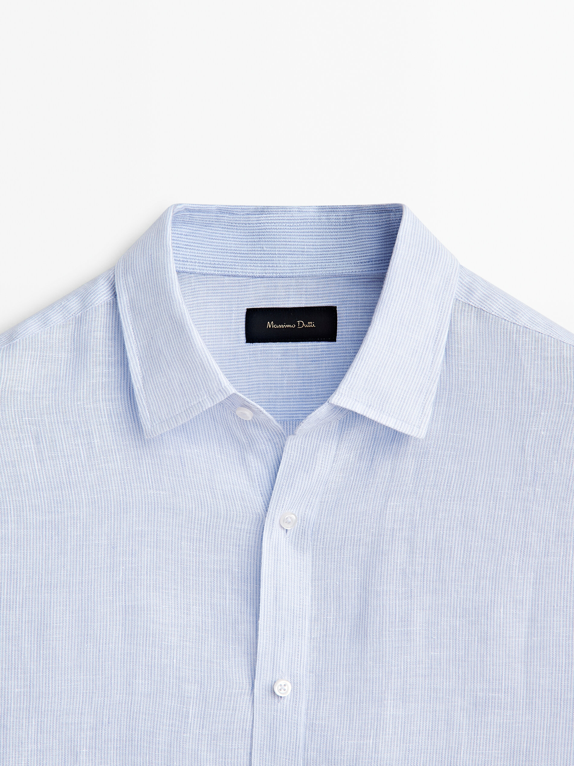 Camisa Mil Rayas Lino Slim Fit - CELESTE