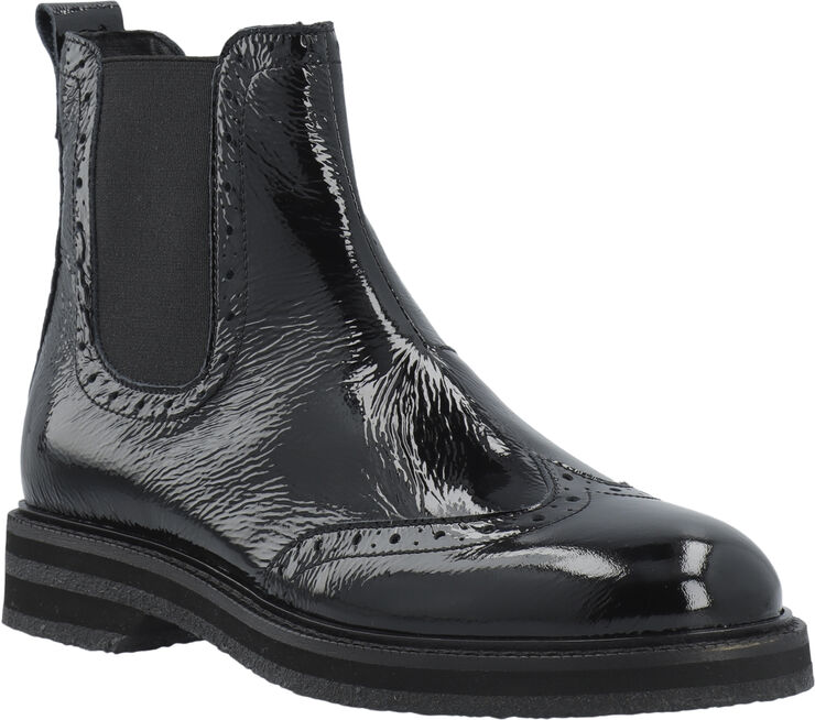 Cashott CASBETTY Brogue Chelsea Boot Patent Black