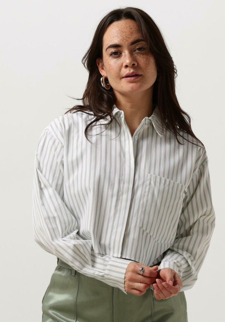 COLOURFUL REBEL witte colourful rebel blouse aliya striped cropped  blouse