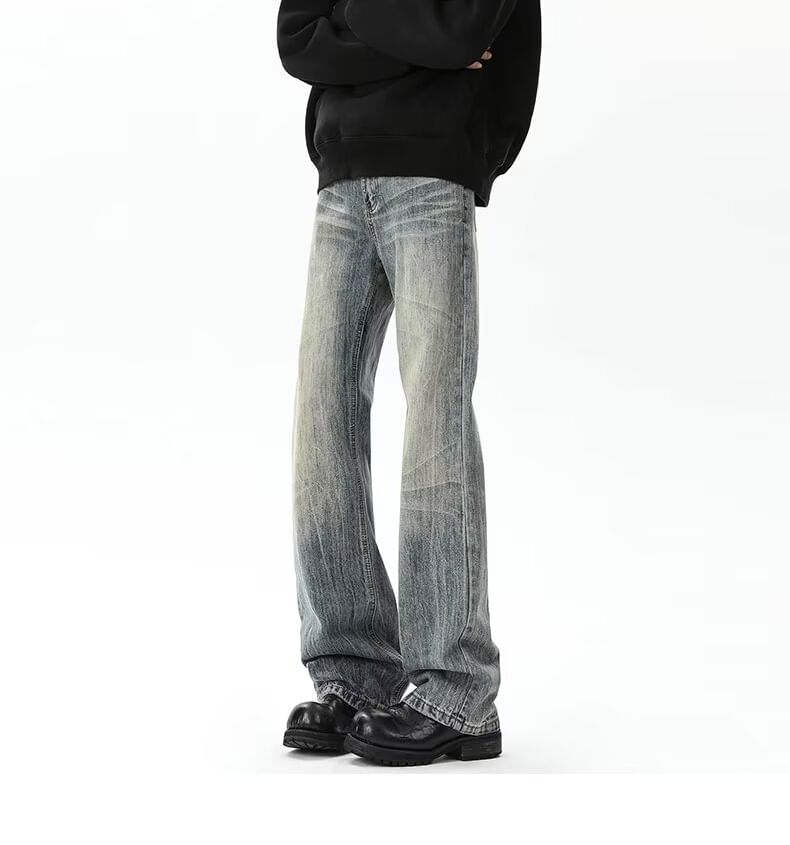 Mimiyox - Mid Rise Washed Flared Jeans