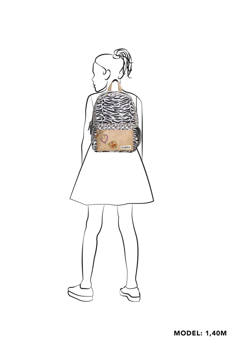 Zebra Trends Rugzak Girls L Tiger Leopard Beige