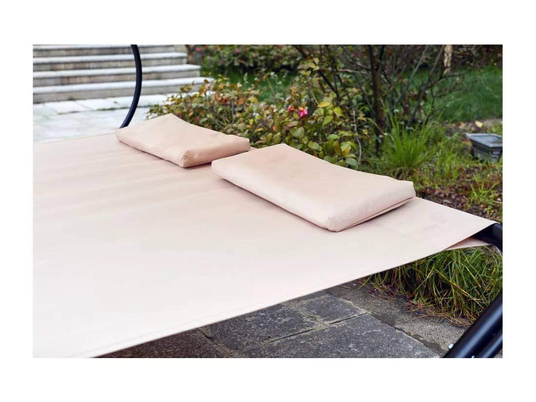 Transat de jardin 2 personnes avec pare-soleil écru ALOHA