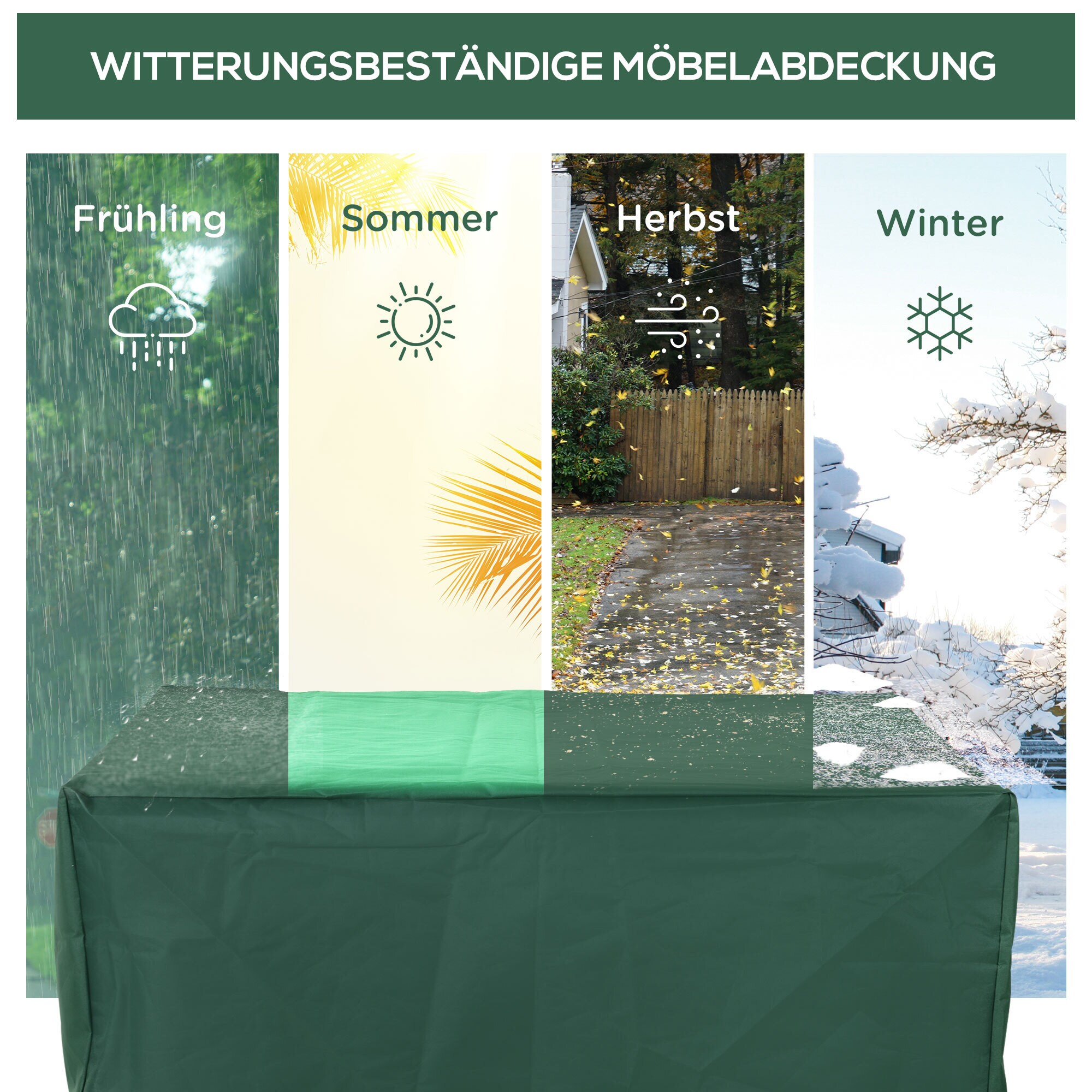 Outsunny Abdeckplane für Gartenmöbel grün 135 x 135 x 75 cm (LxBxH)