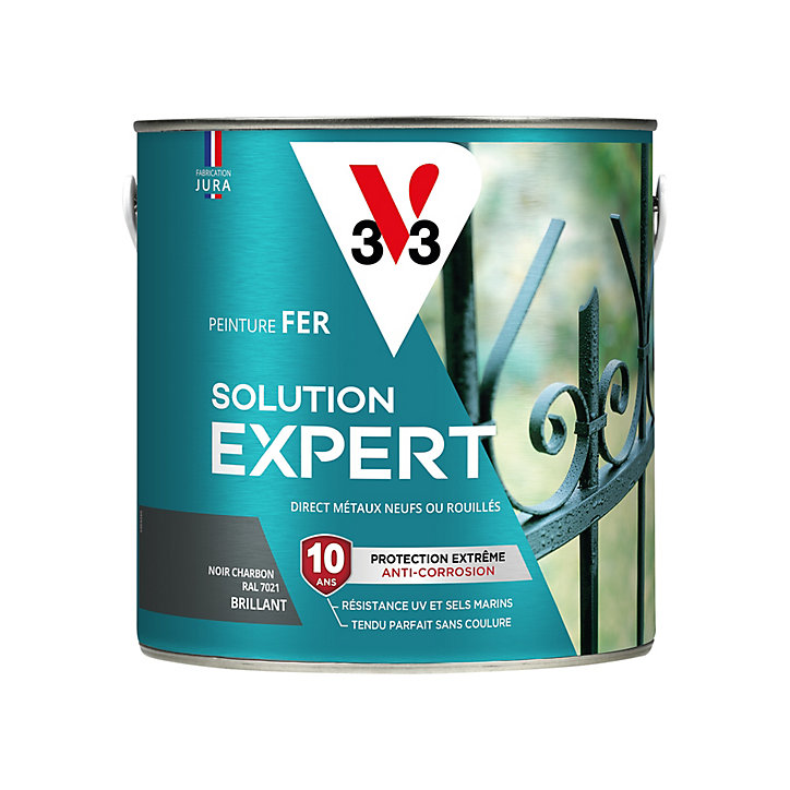Peinture extérieure fer Solution expert noir charbon brillant V33 2L