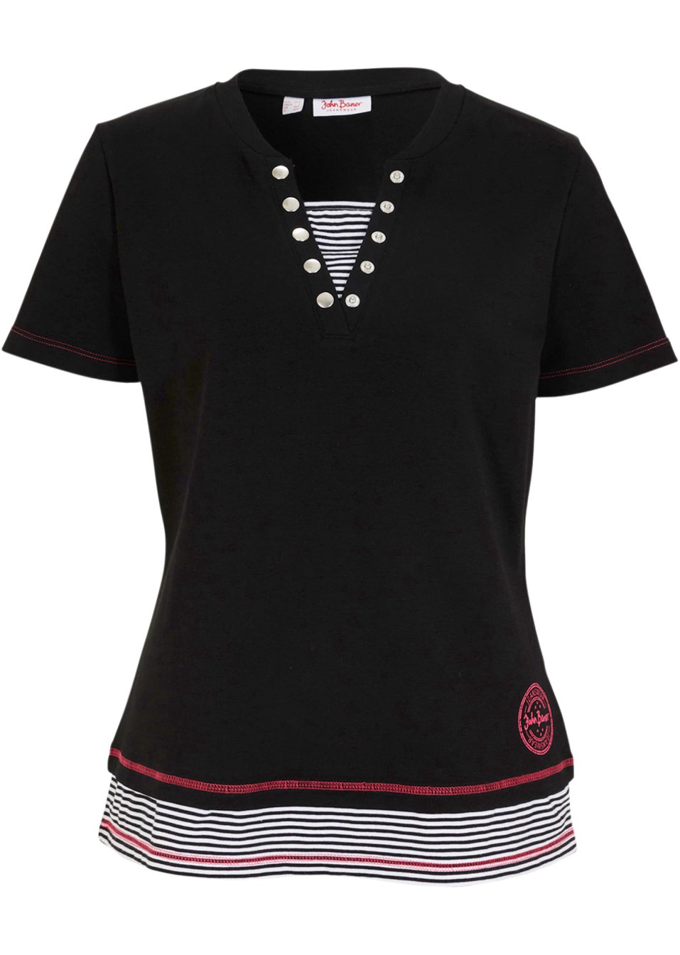 T-shirt coton manches longues style 2 en 1