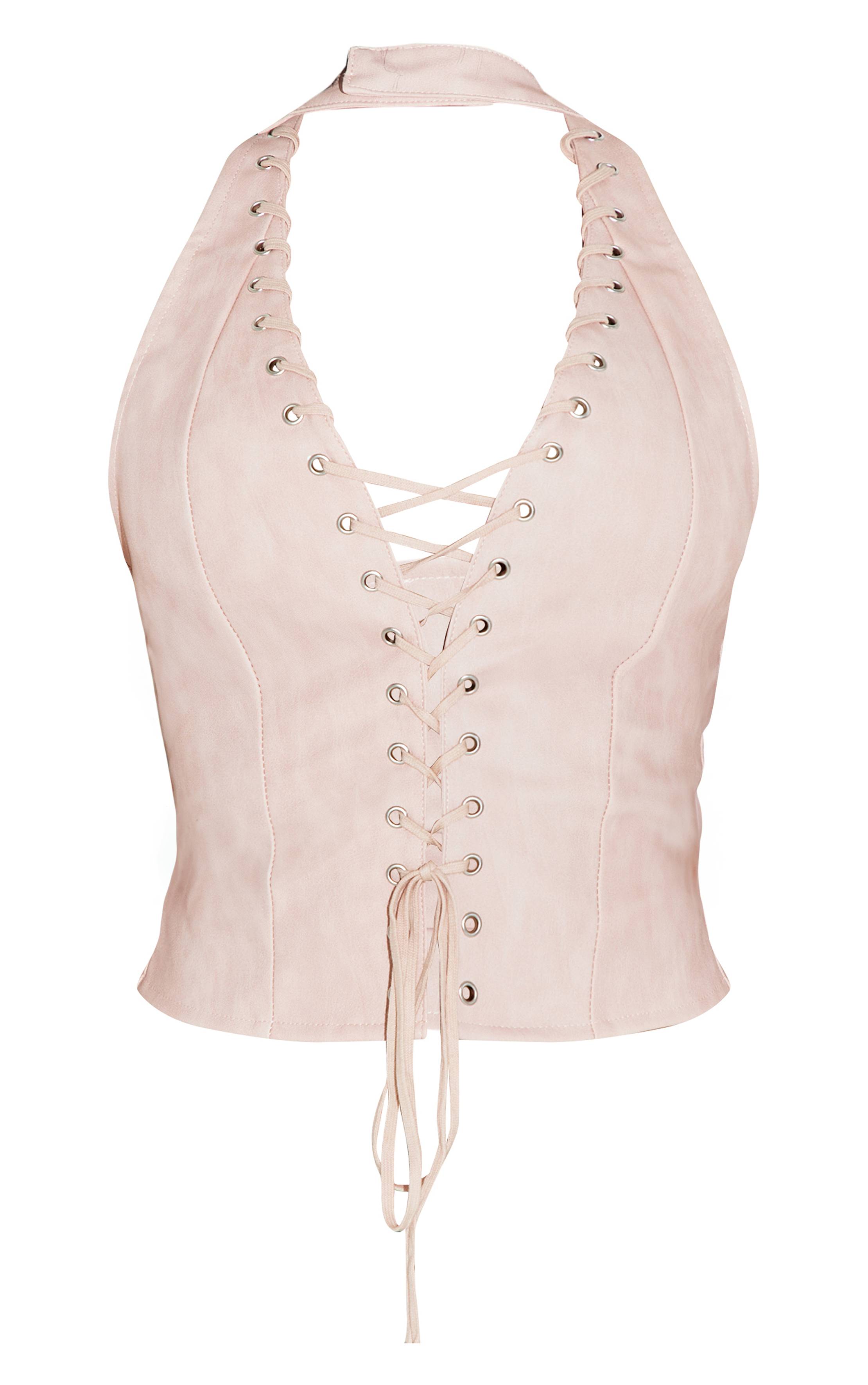 Rose Corset Shape En Synthétiquecuir Noir À Encolure Dos-nu Avec Laçage