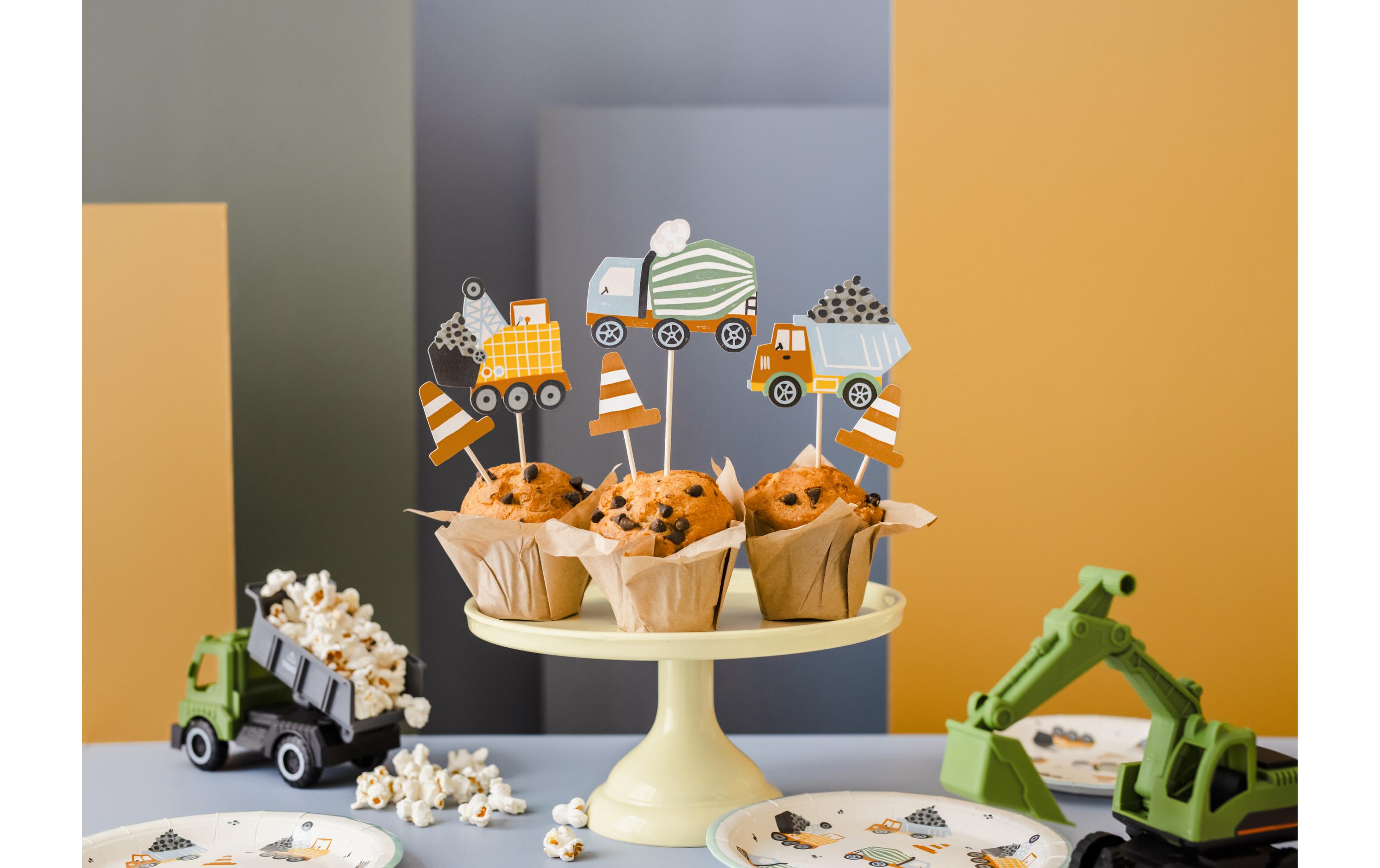 Kuchen-Topper Baufahrzeuge 1 Stück, MehrfarbigMuffin-Dekoration