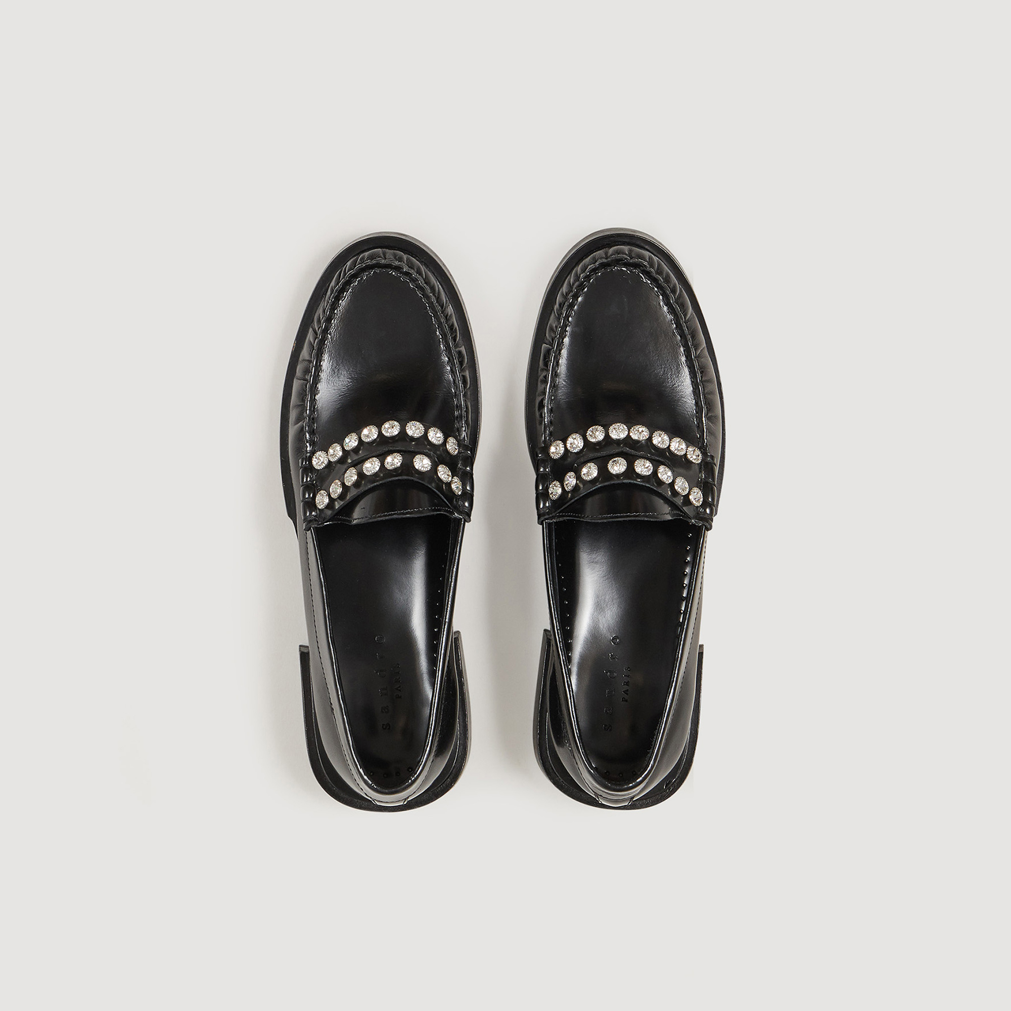Mocassins en cuir á strass