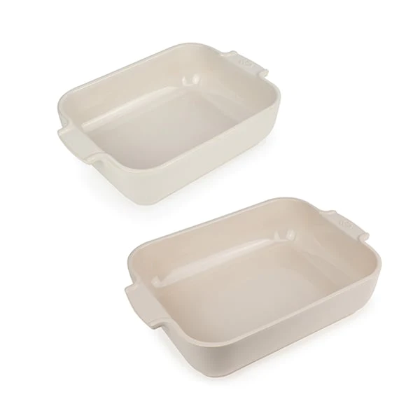 Set de 2 plats à four rectangulaires écru céramique 25 et 32cm Peugeot