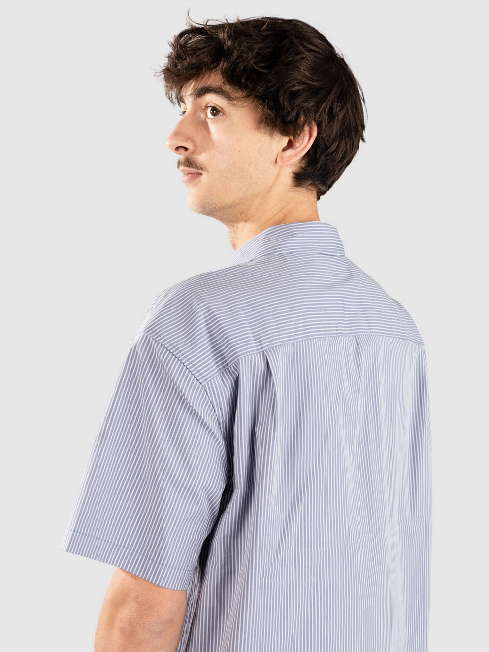 Brixton Builders Auto Shirt twilight blue/white strip
