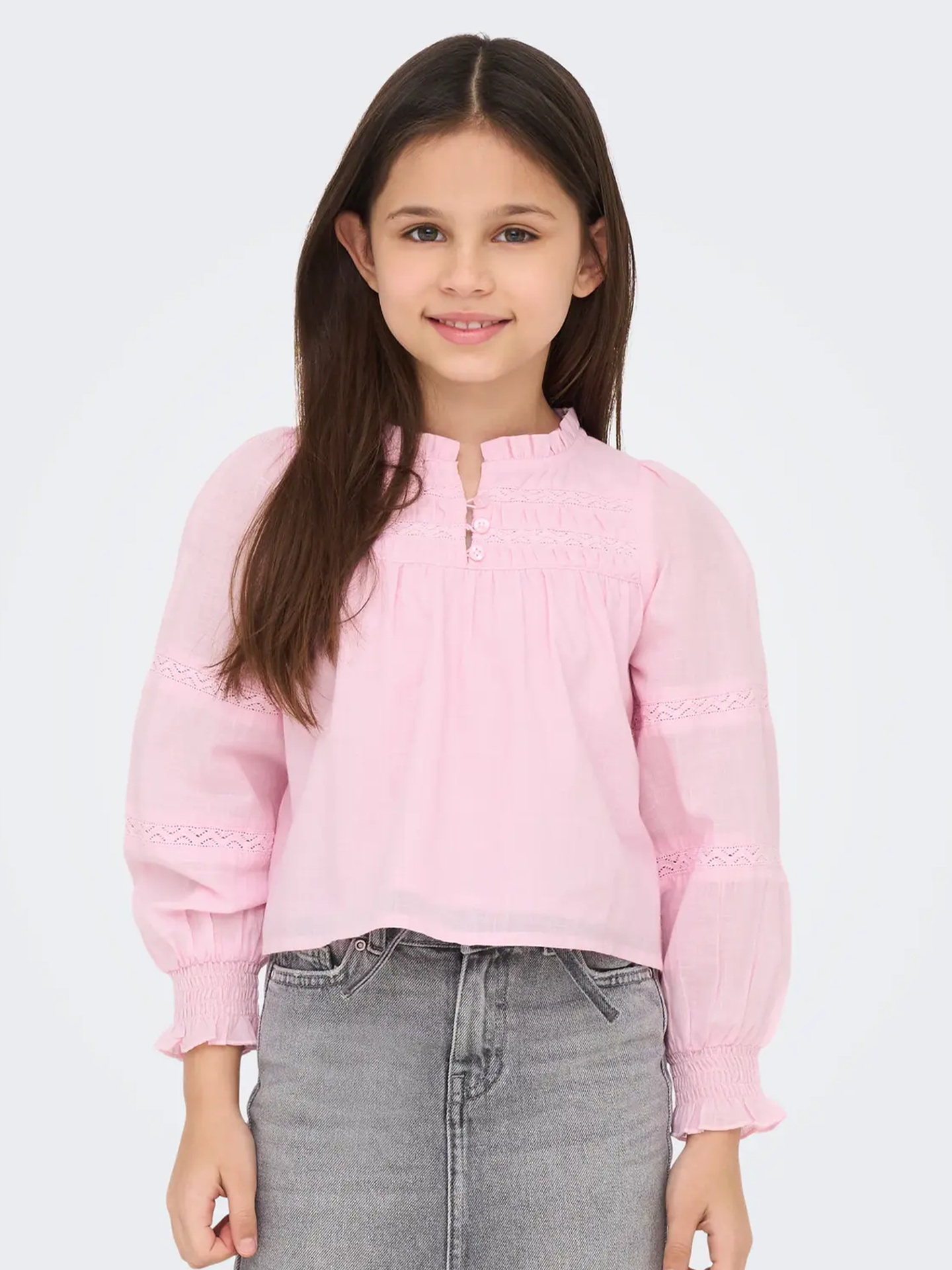 Esther Long Sleeve Ladder Tape Top Woven