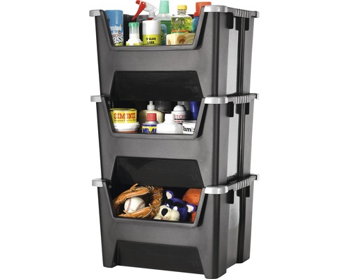 Stapelbare box, zwart, 80 l