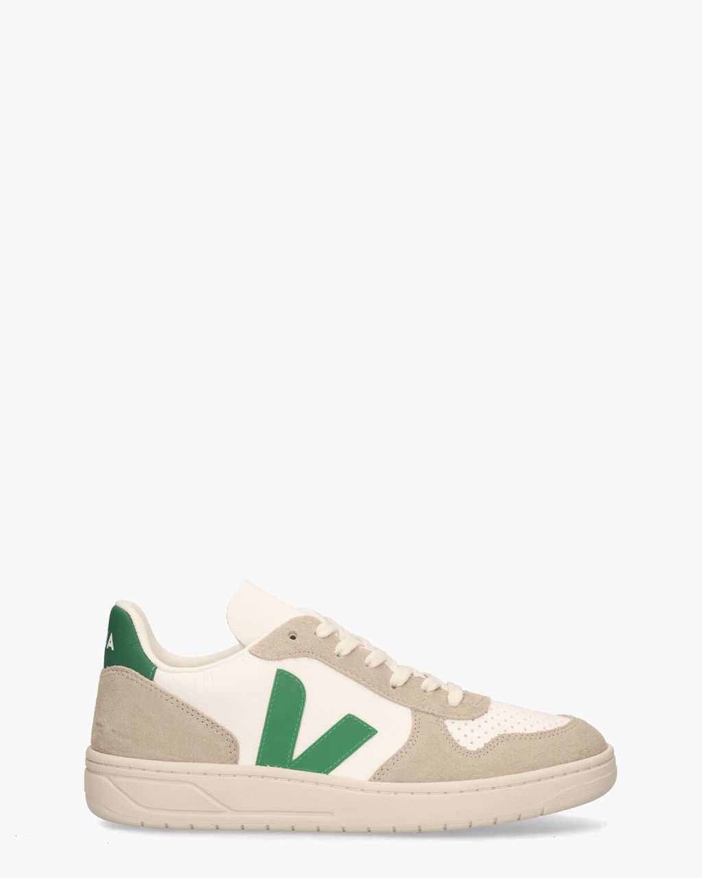 Veja V-10 Chromefree Leather Wit/Groen/Beige Herensneakers