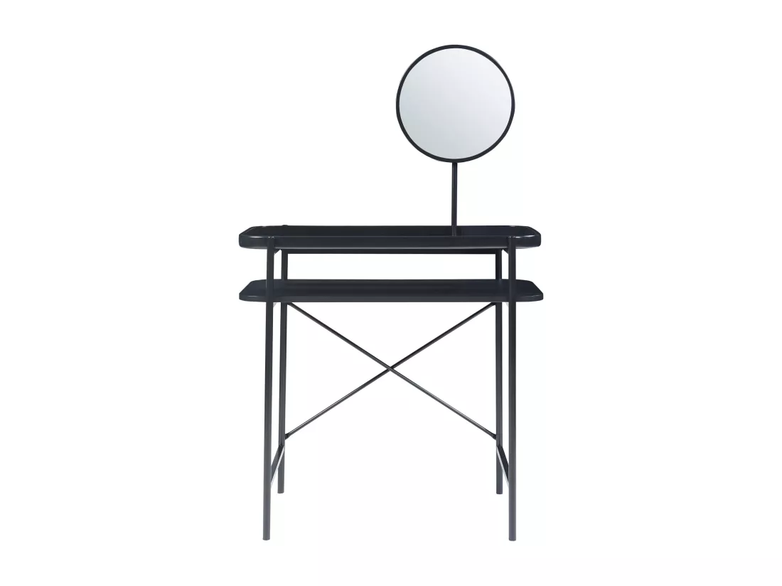 Coiffeuse Hjelmeland acier verre 129 x 80 x 44 cm noir [en.casa]