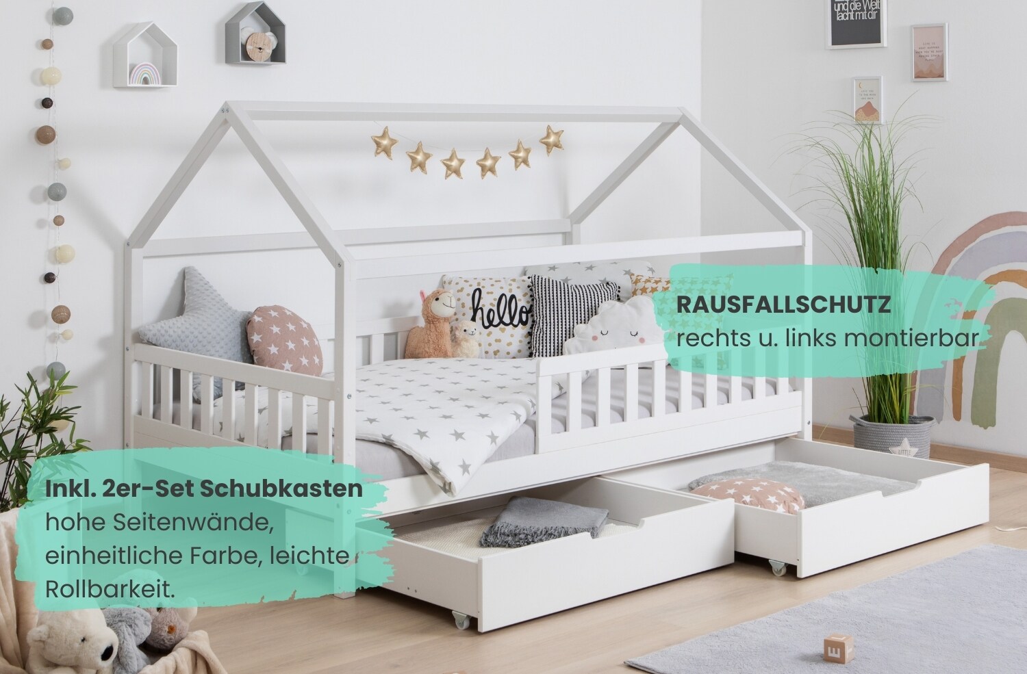 TiCAA Kinderbett Hausbett 