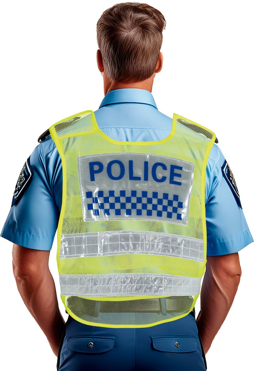 Politie Vest Blauw Geel