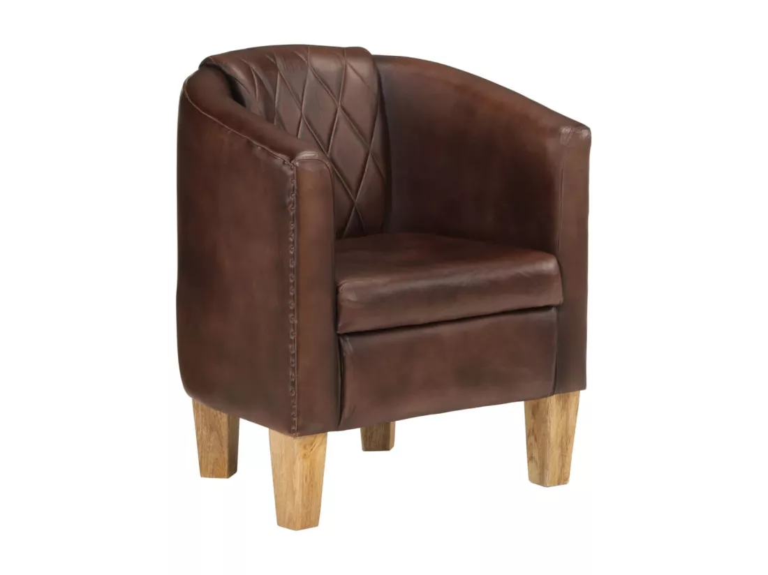 Fauteuil cabriolet marron clair cuir véritable