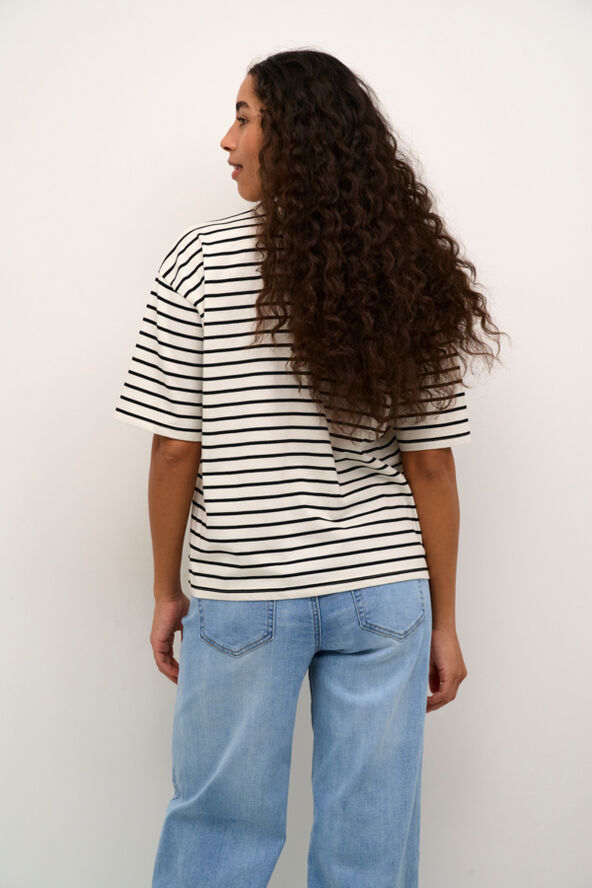 Kaffe KAwinny 1/2 Sleeve T-Shirt Antique white/black stripe
