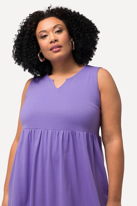 Jerseykleid, A-Linie, Tunika-Ausschnitt, ärmellos