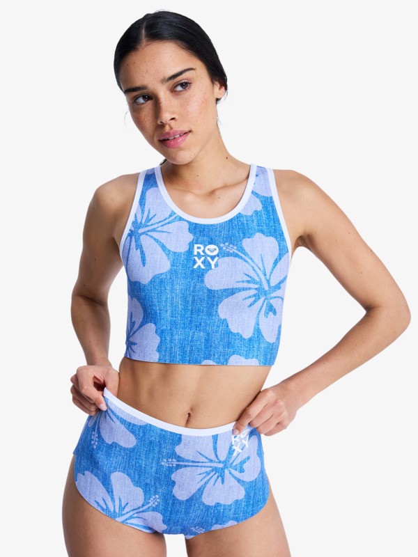 1mm Rise Natural Top en néoprène réversible Bleu Femme