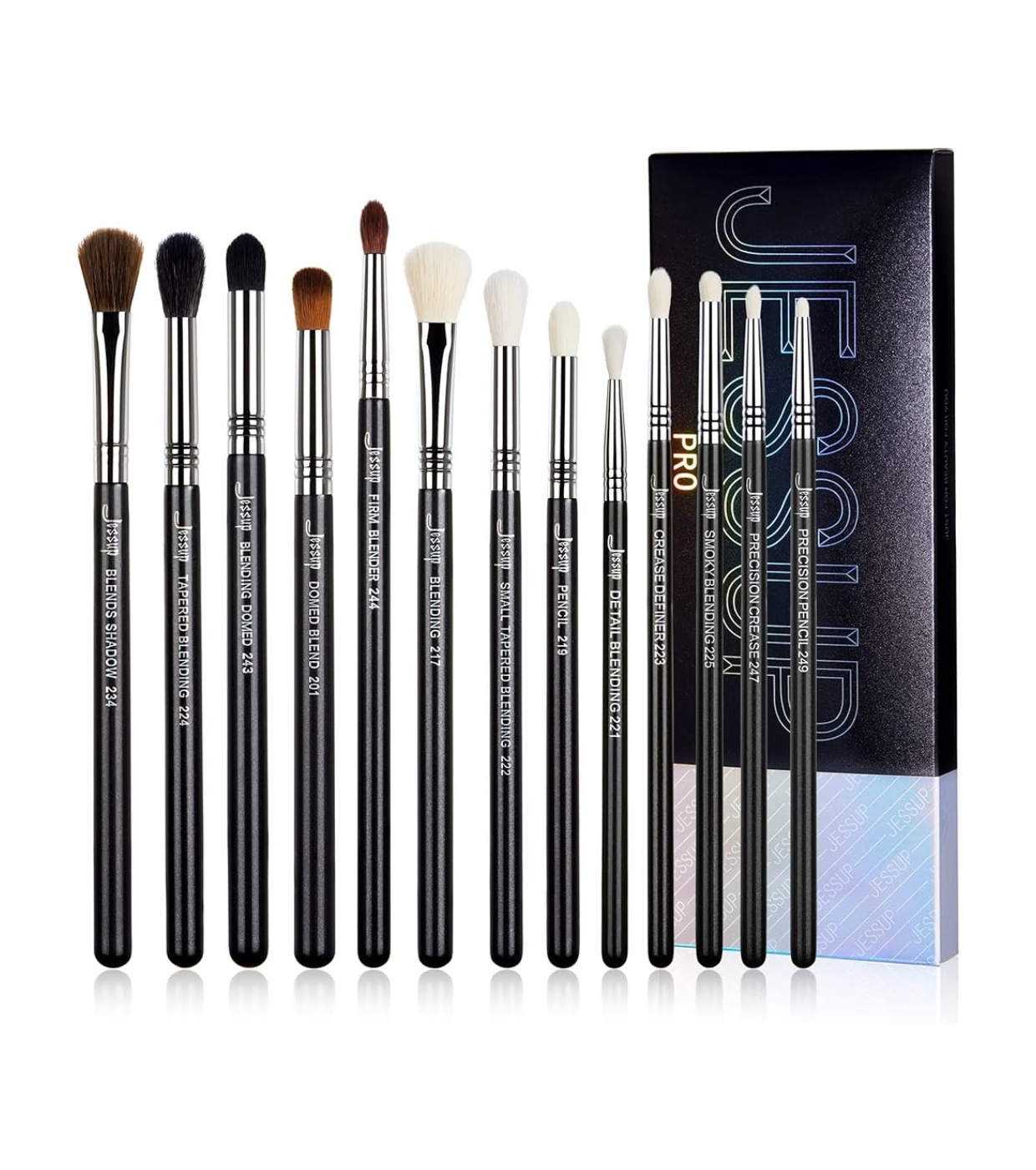 Jessup Beauty - Conjunto de pincéis PRO 13 peças - T338: Black/Silver