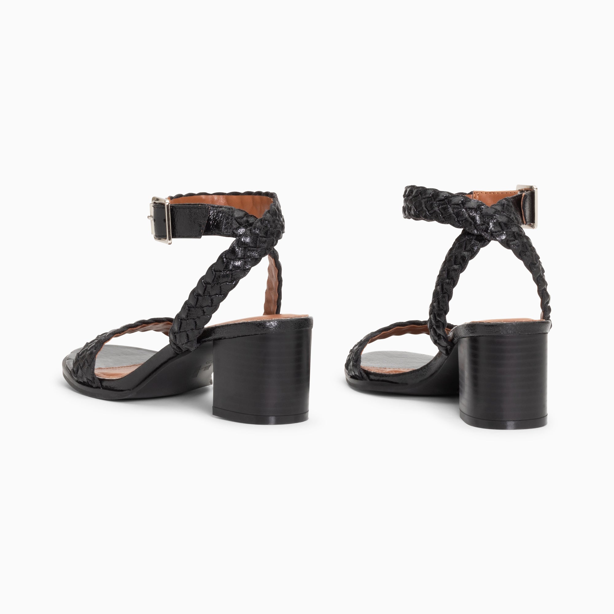 Sandales à talon, Compensées-Sandales Eugénie noires à brides tressées