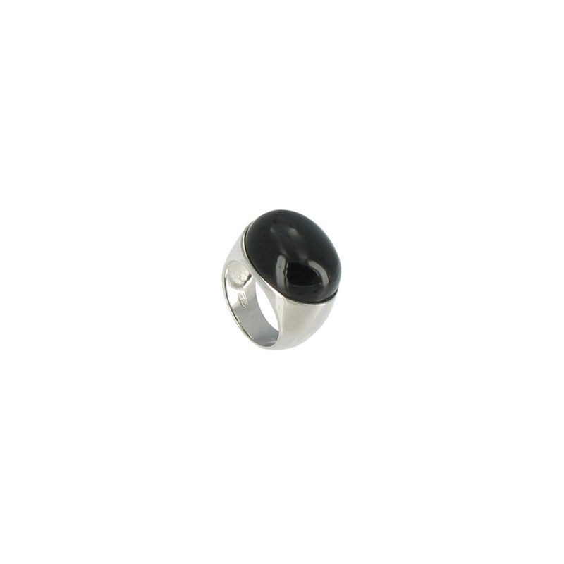 Bague Miroir Noire Argent et Onyx