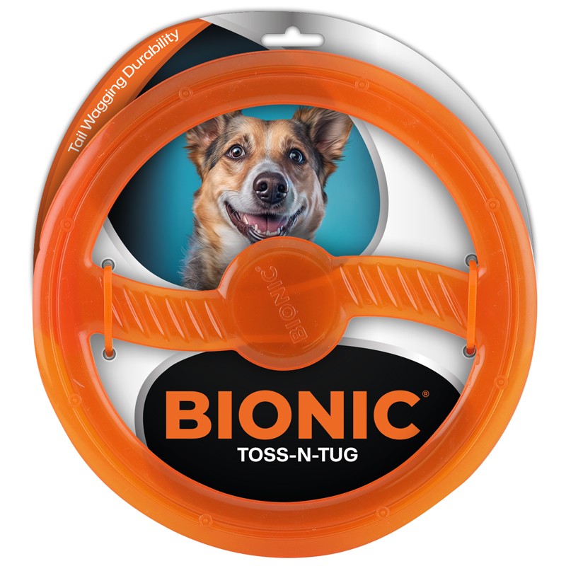 Brinquedo interativo para cães BIONIC Toss-N-Tug Ring, 22,7 cm