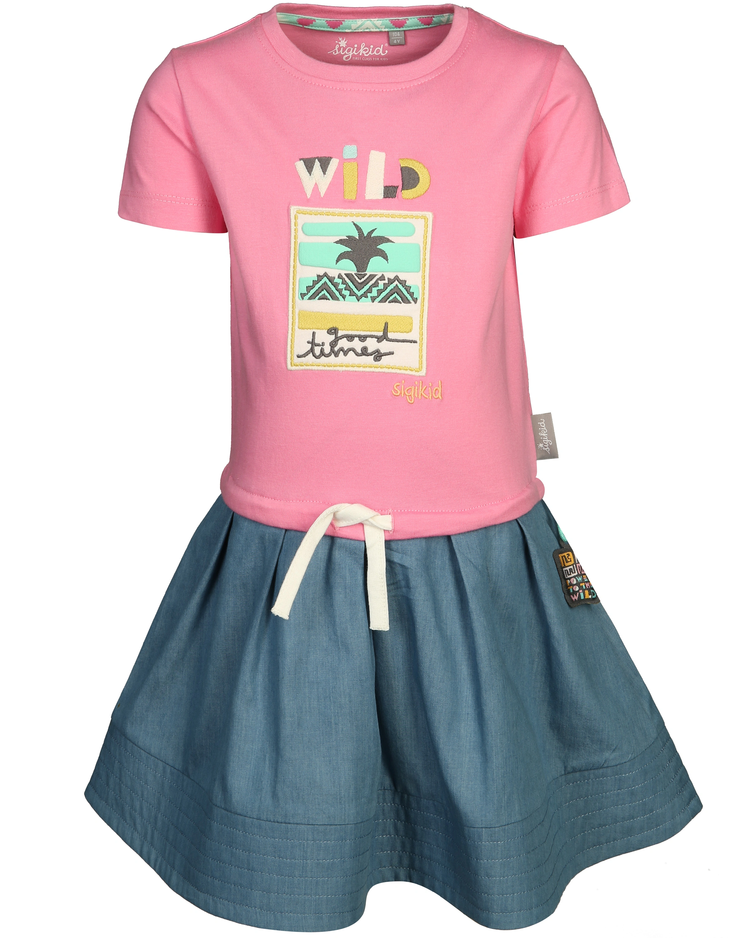 Kurzarm-Kleid WILD in rosa/blau