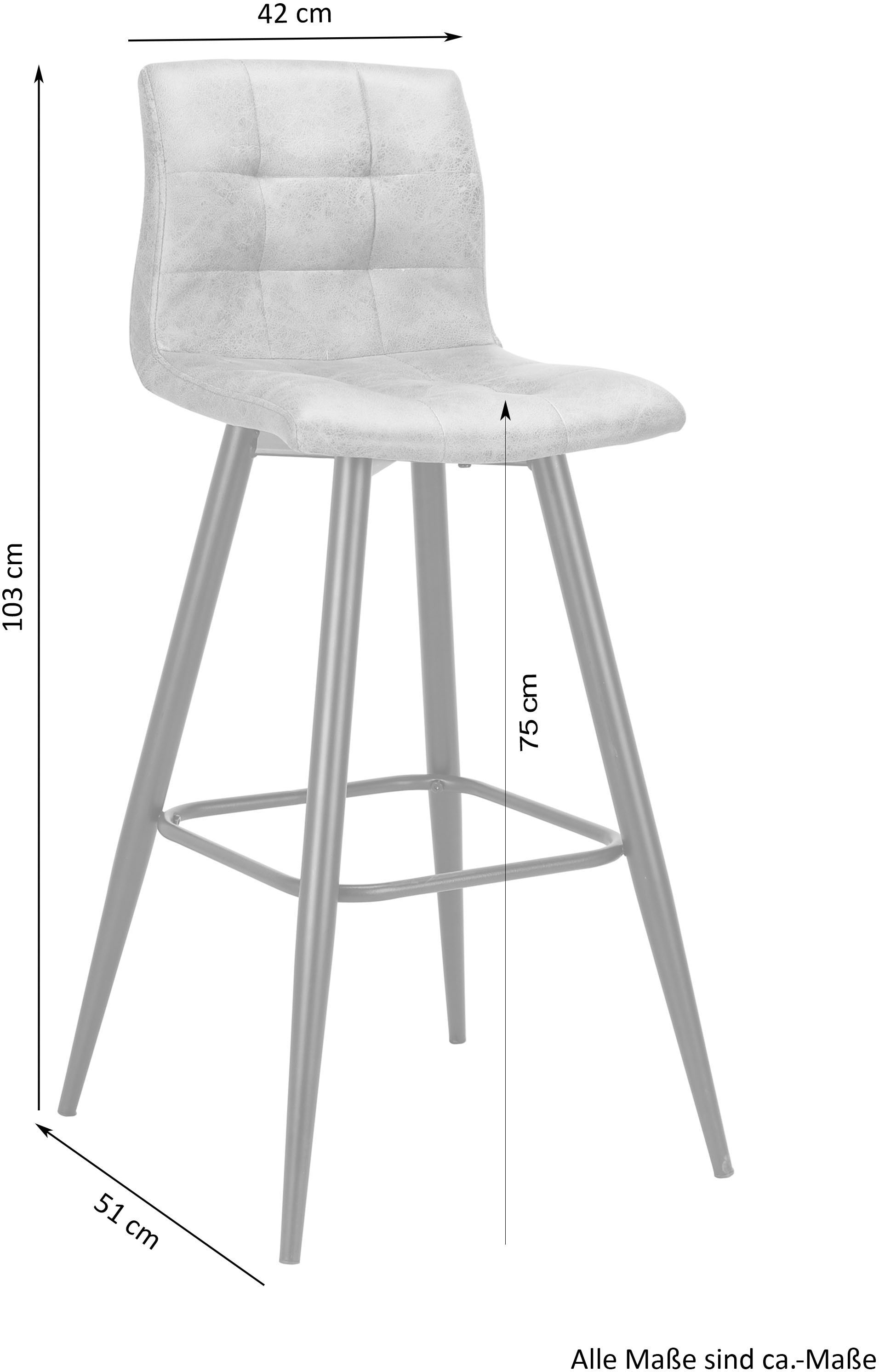 byLIVING Barhocker »Simone« Set, 2er, 2 Stk. tlg. 2er Set, Vintage braun oder Webstoff anthrazit