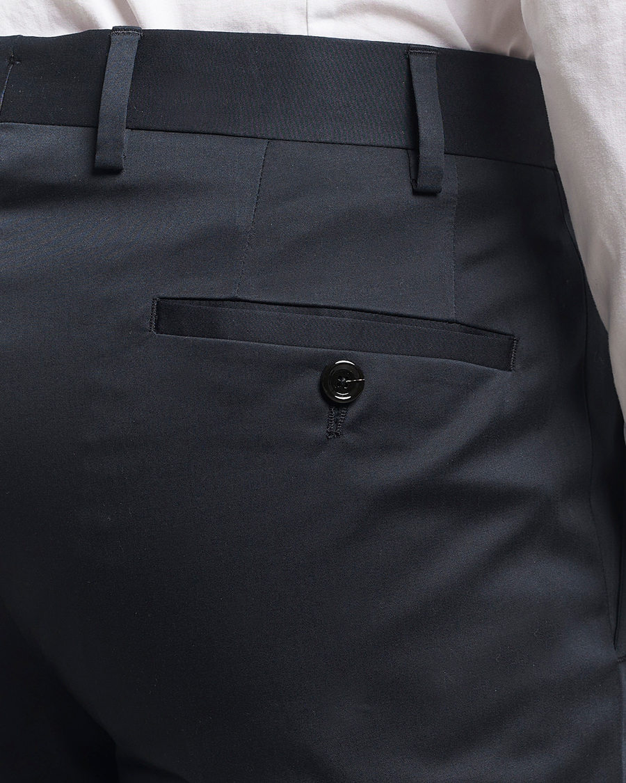 Lardini Pleated Cotton Stretch Trousers Navy