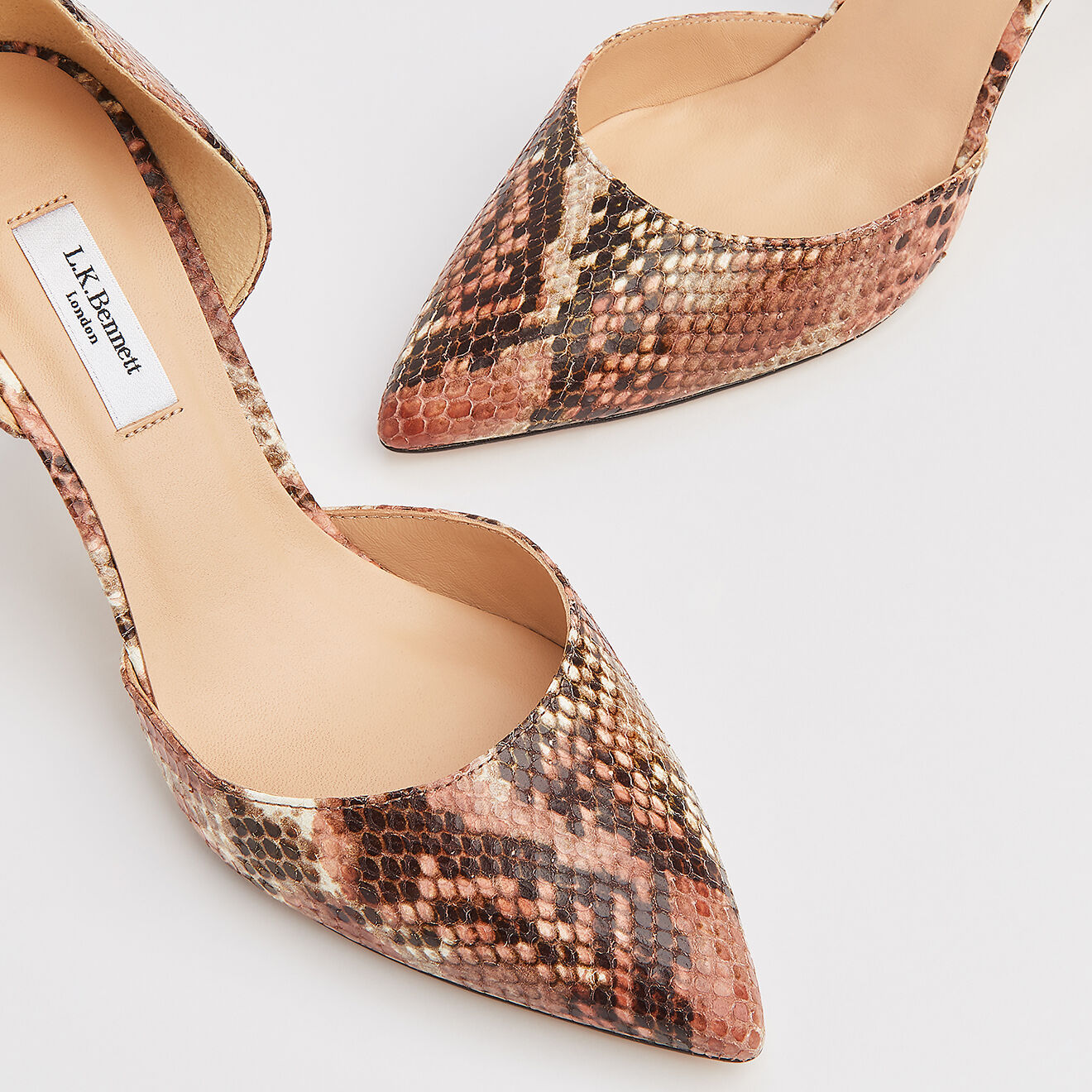 L.K. Bennett Escarpins en Cuir serpent Flossie roses - Talon 8,5 cm
