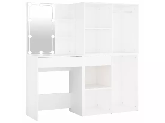 Coiffeuse à LED avec 2 armoires Blanc Bois d'ingénierie