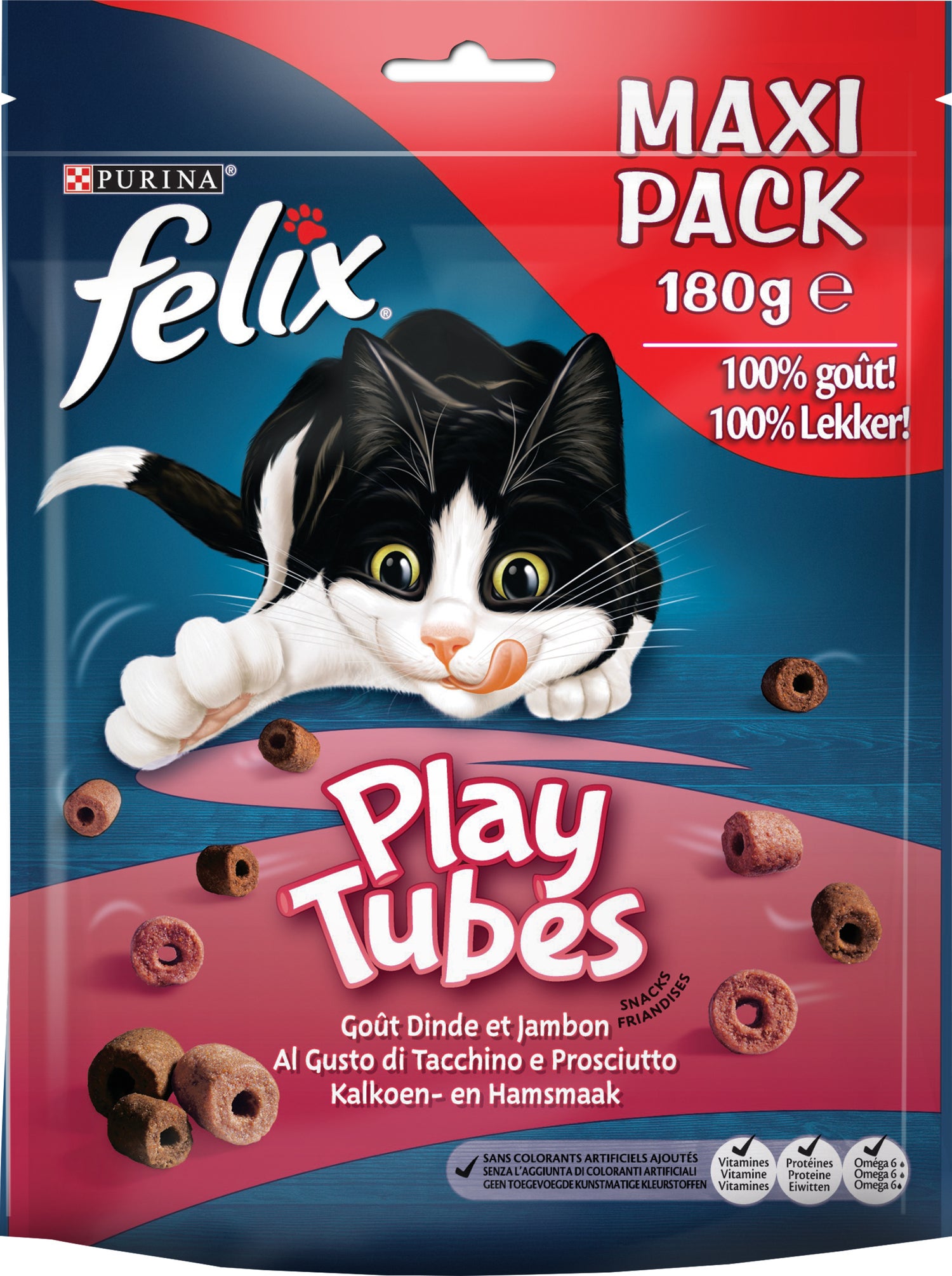 Felix Play Tubes kattensnack kalkoen ham 180 g