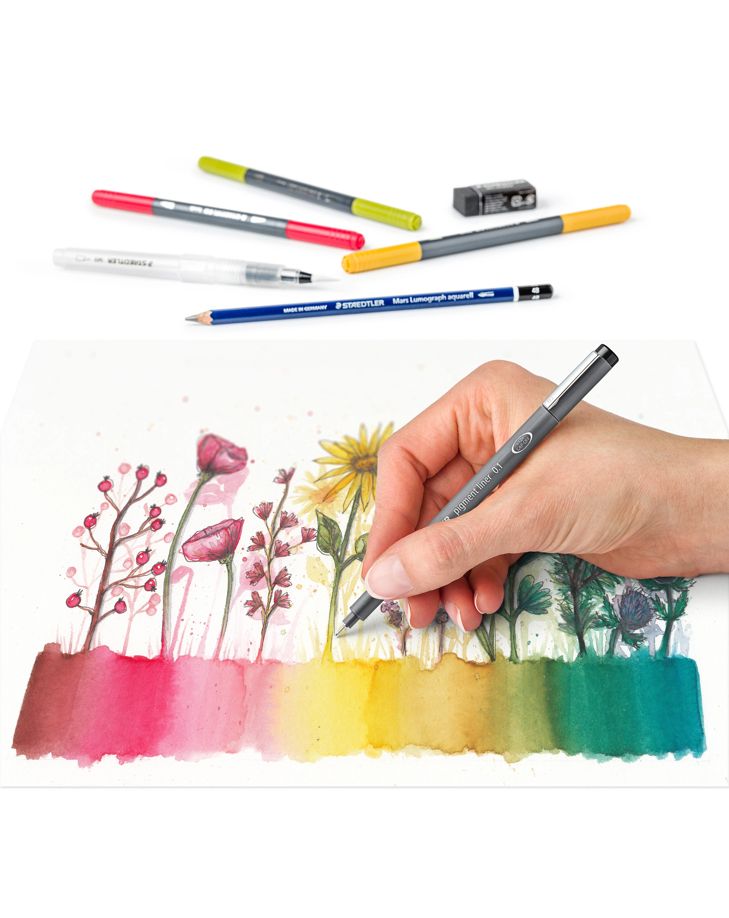 61 3001-1 Aquarell-Set BLUMEN 12-teilig