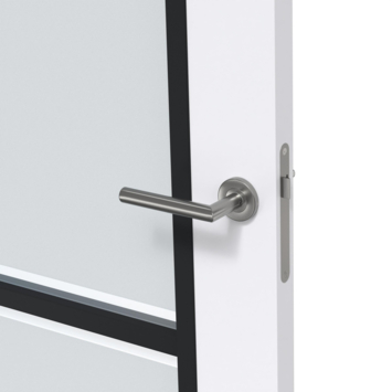 Arne & Bodil binnendeur ABB104 mat glas met blanke rand - extra wit afgelakt - glaslat diep zwart