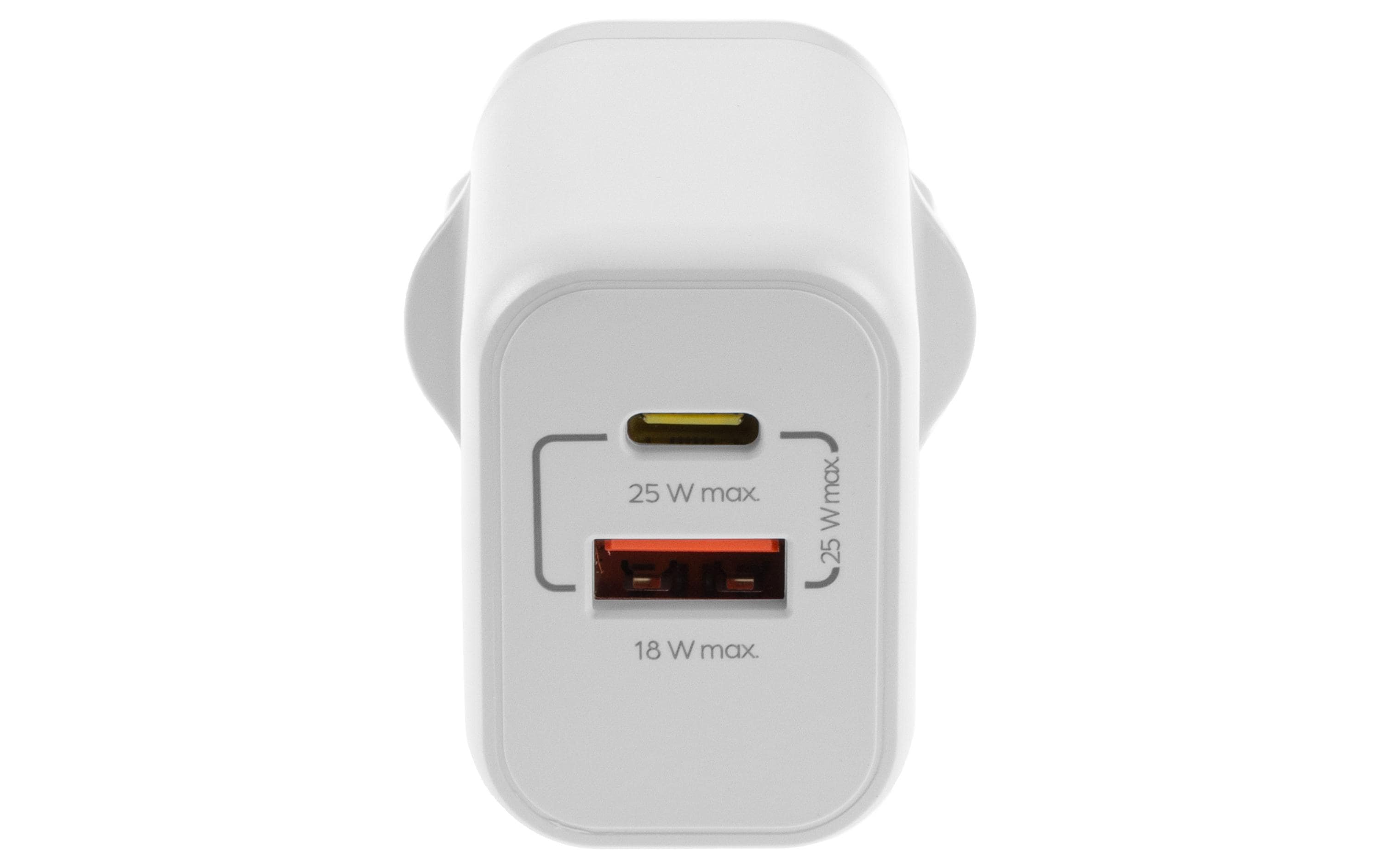 USB-Wandladegerät Dual 1C1A 25 W GaN WeissLadeadapter mit einem USB-C- und einem USB-A-Port