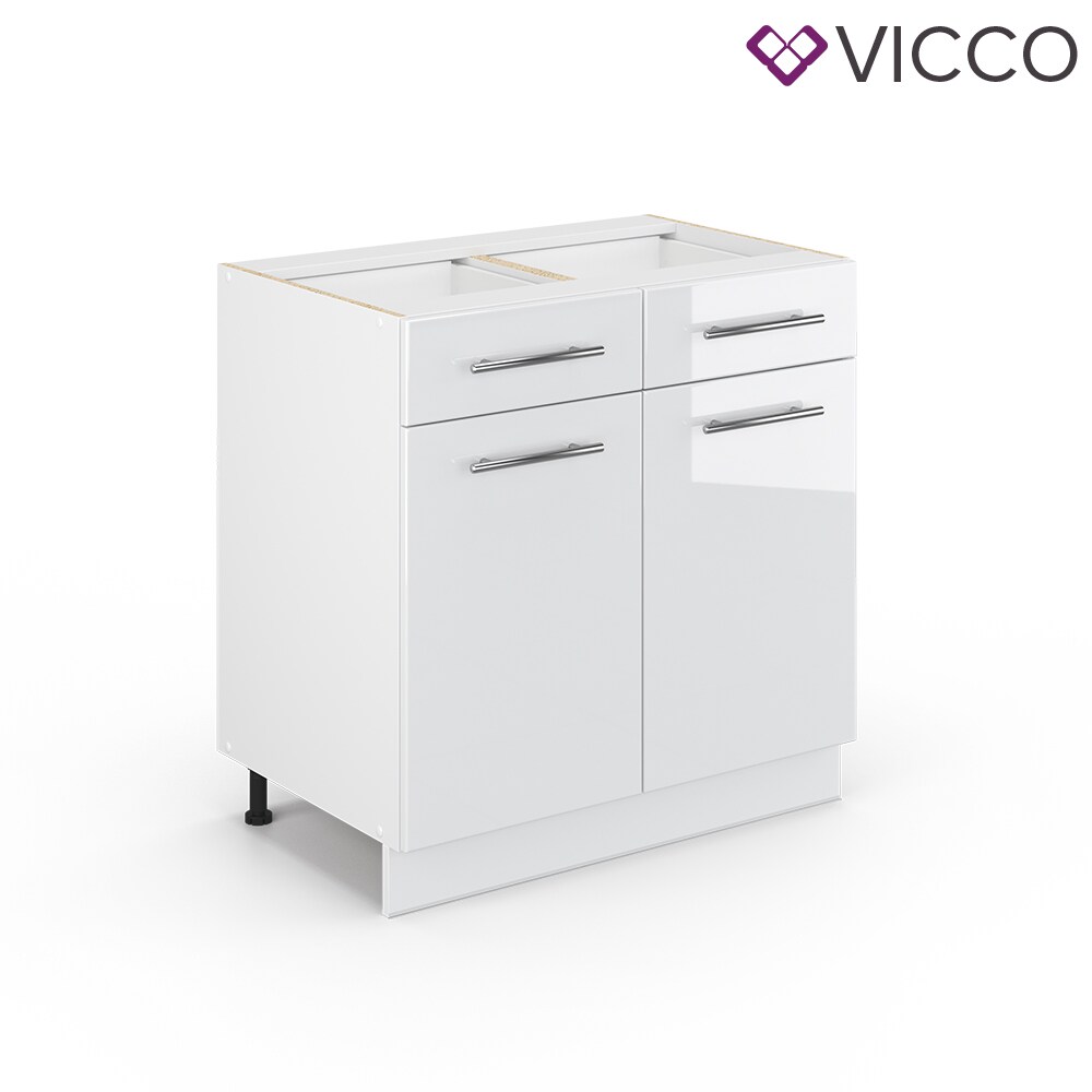 VICCO Schubunterschrank 80 cm Weiß Küchenzeile Unterschrank Fame