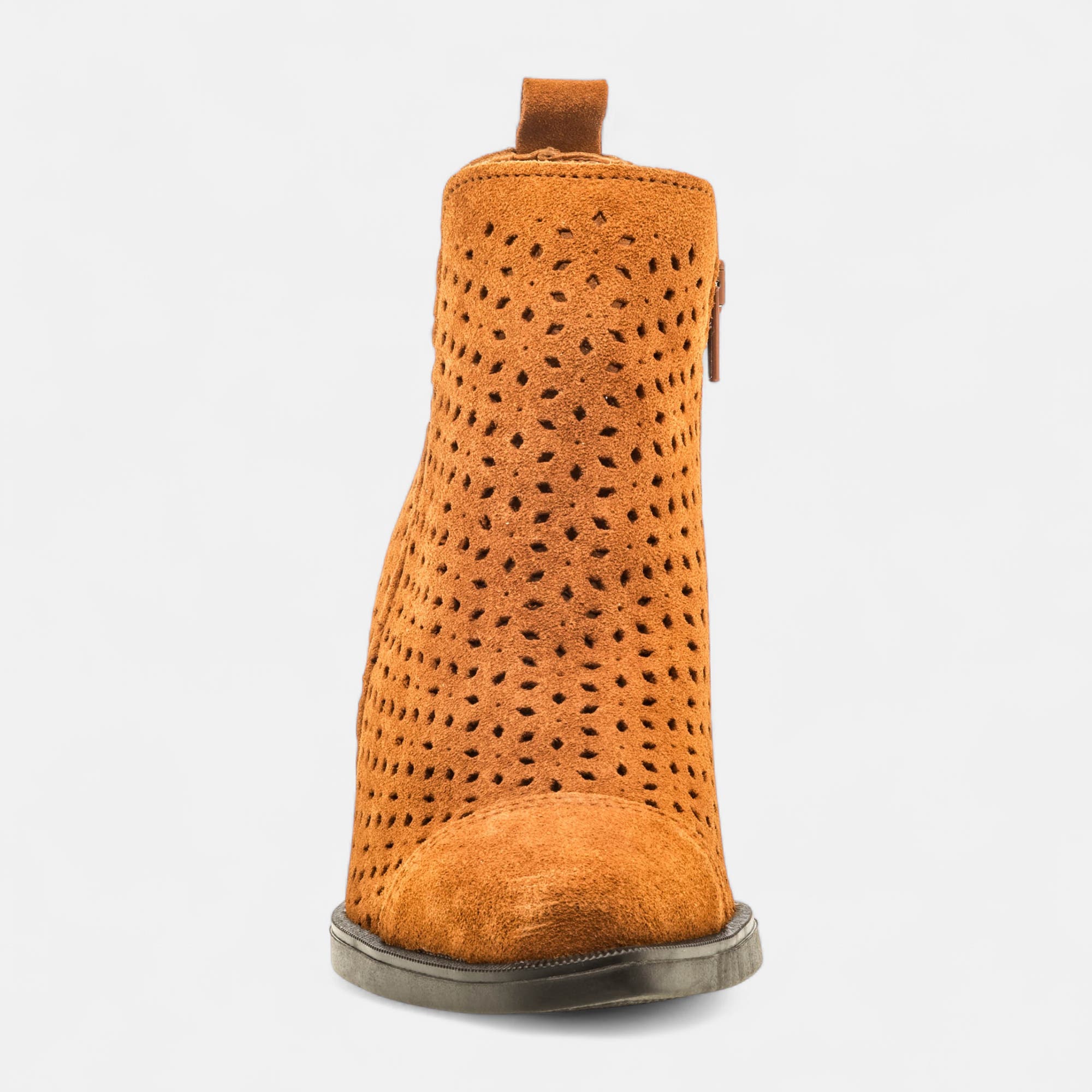 Bottines à talon Femme en cuir cognac