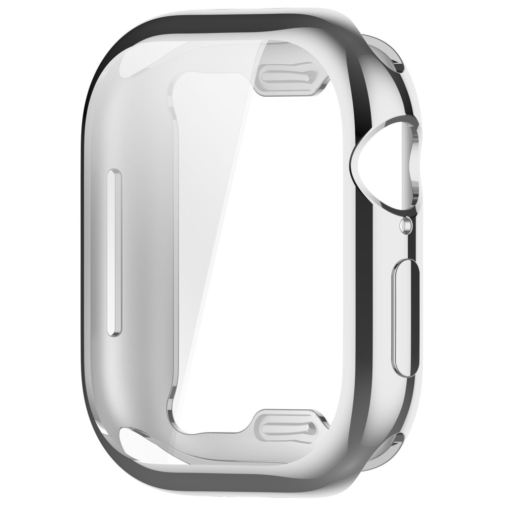 Apple Watch (46 mm) Galvanisierte Gummi Bumper Hülle mit Displayschutz - Silber