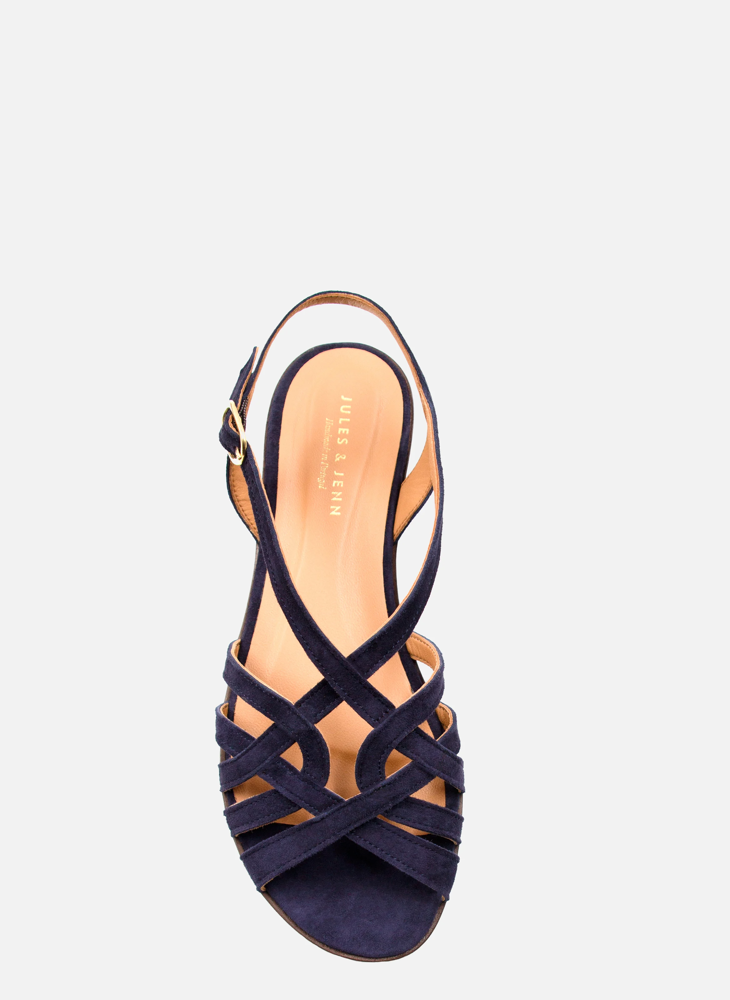 Sandales plates brides cuir daim | Bleu